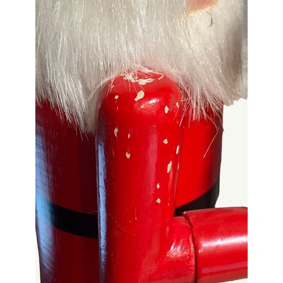 Vintage Wooden Firefighter Nutcracker Holding  Fire Hose and Accessories - Picture 4 of 12